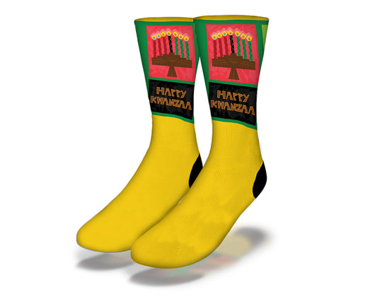 HAPPY KWANZAA KINARA Fun Holiday Socks