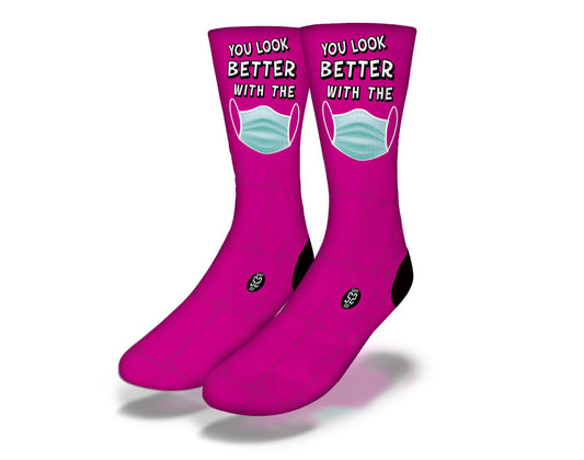 MASK ON Funny Coronavirus Socks (Pink)