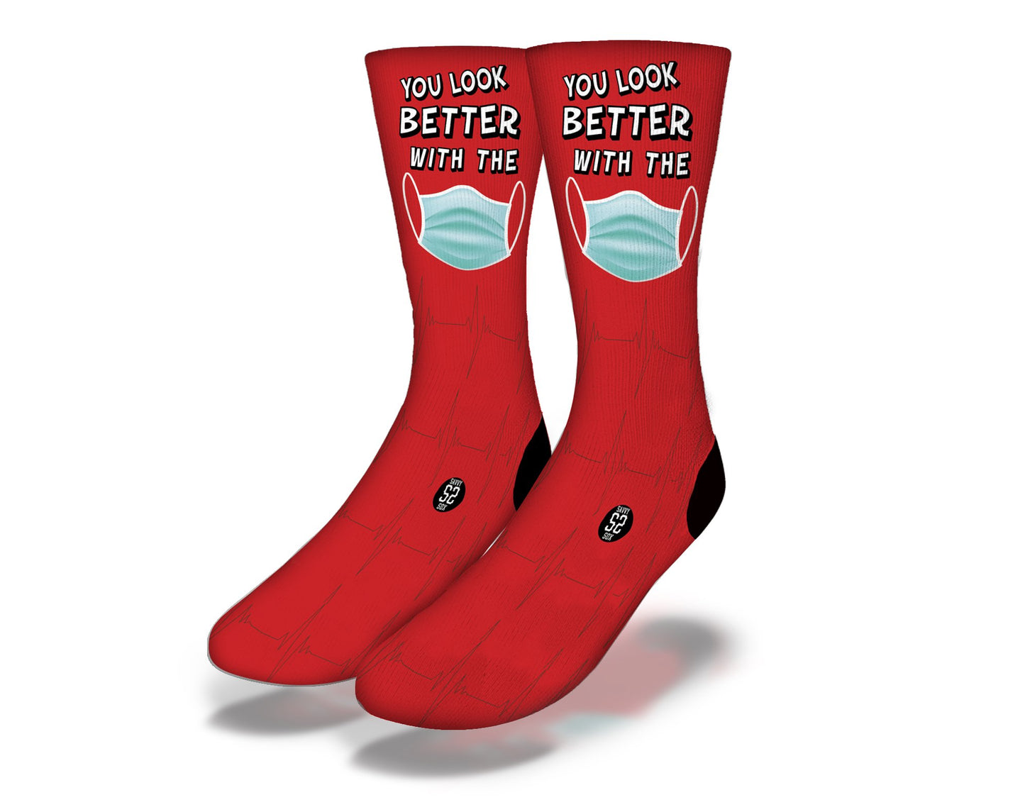 MASK ON Funny Coronavirus Socks (Red)