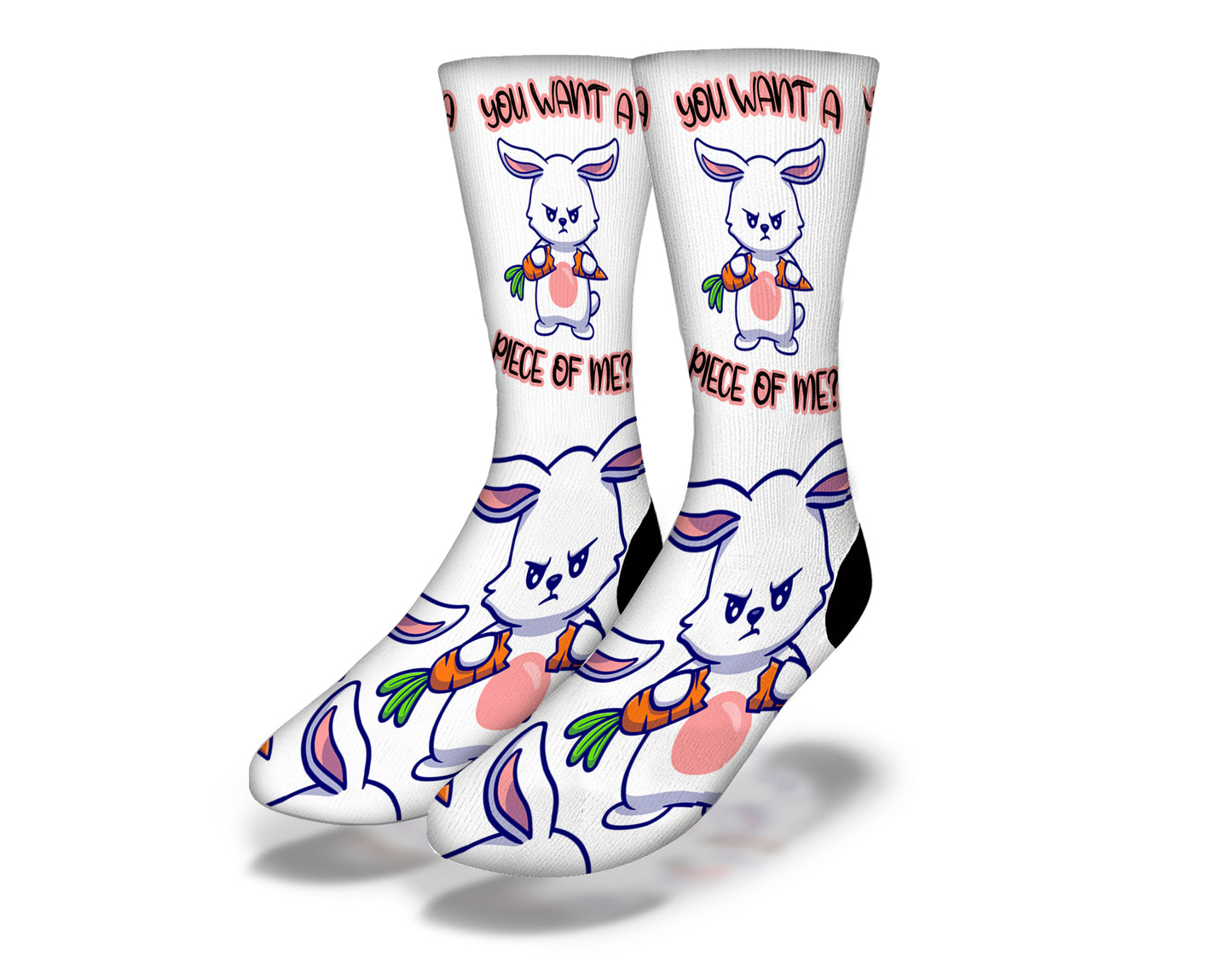 "YOU WANT A PIECE OF ME?" Fun Easter Bunny Socks