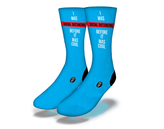 SOCIAL DISTANCING Funny Coronavirus Quarantine Socks (Blue)