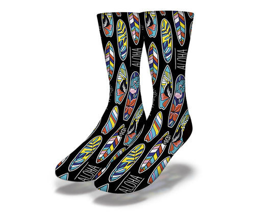 ALOHA TROPICAL SURFBOARDS Fun Surfing Socks (Black)