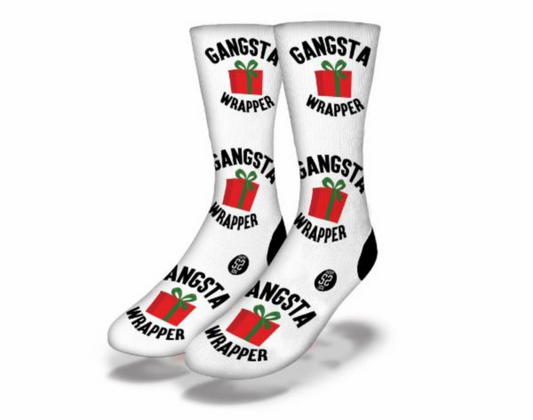 GANGSTA WRAPPER Funny Christmas Socks (Logo)