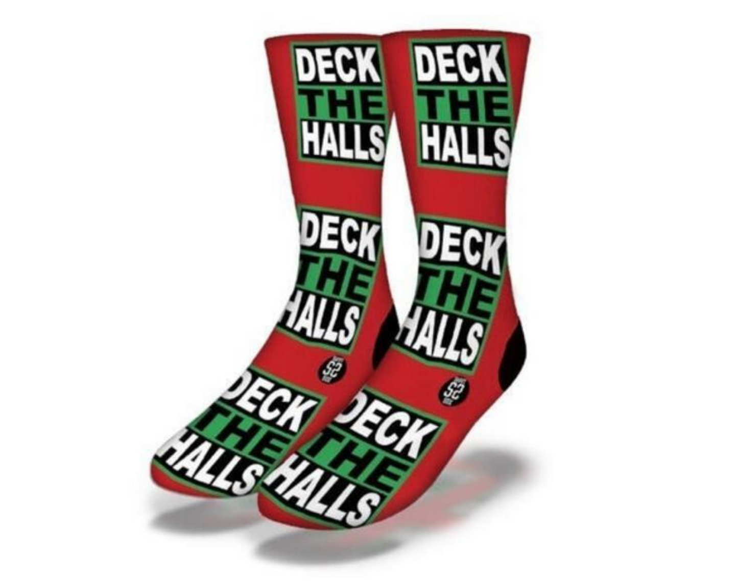 DECK THE HALLS Funny Christmas Socks (Red)