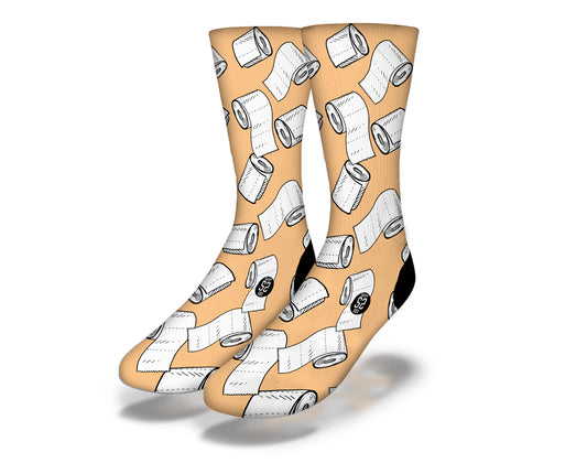 TOILET PAPER CRISIS Funny Coronavirus Quarantine Socks (Peach)