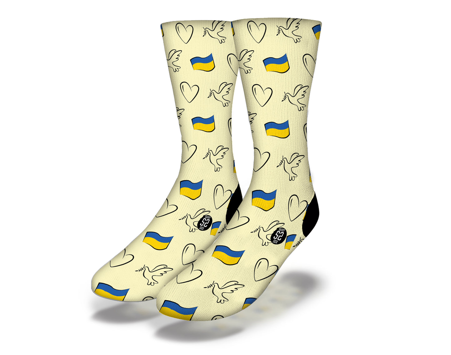 DOVES & HEARTS FOR UKRAINE Social Cause Socks