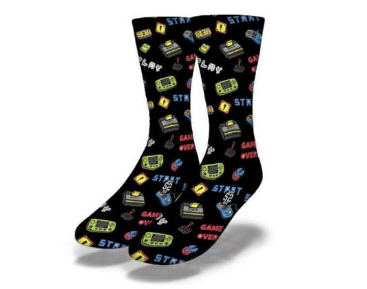 80's GAMER PLAYER JOYSTICKS Fun Gaming Socks