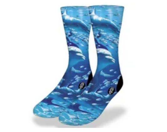 SWIMMING WITH DOLPHINS Fun Sea Life Socks