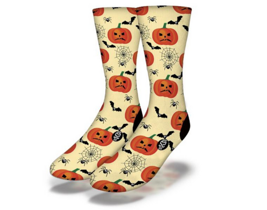 Spooky Spiders Webs Pumpkins & Bats Haunted Halloween Socks