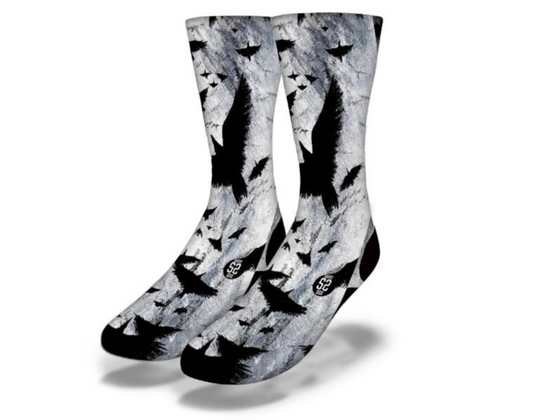 MURDER OF CROWS Poe-Inspired Nevermore Raven Halloween Socks