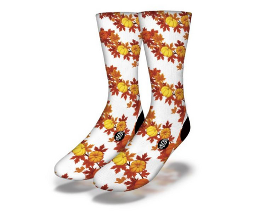 Pumpkin Patch Fall Leaves Halloween Socks