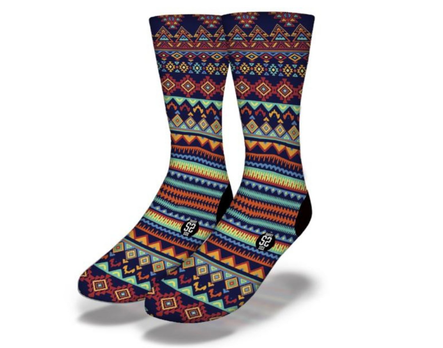 UGLY SWEATER BLACK MULTI African Tribal Pattern Socks