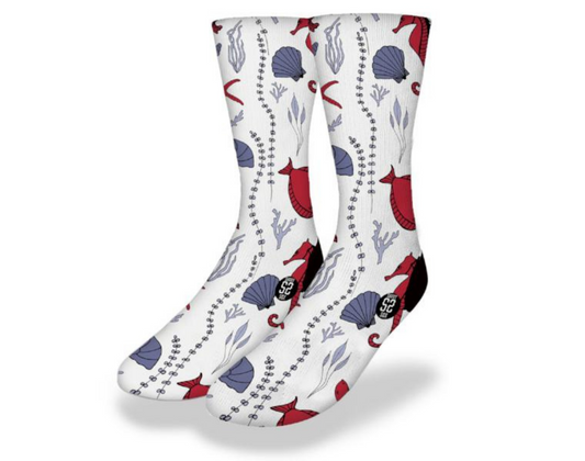 SCALLOPS & SEAHORSES Fun Sea Life Socks