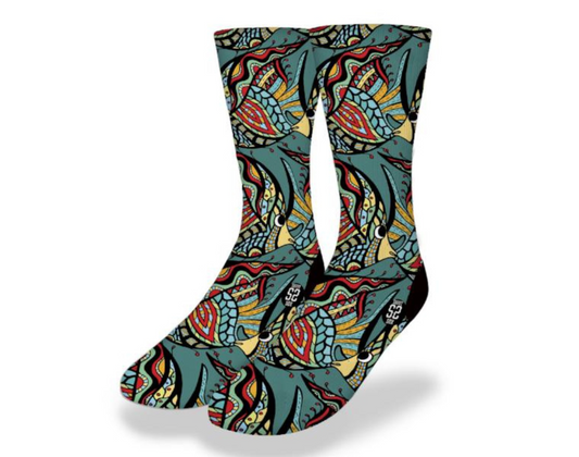 REEF FISH ABSTRACT ART Fun Sea Life Socks