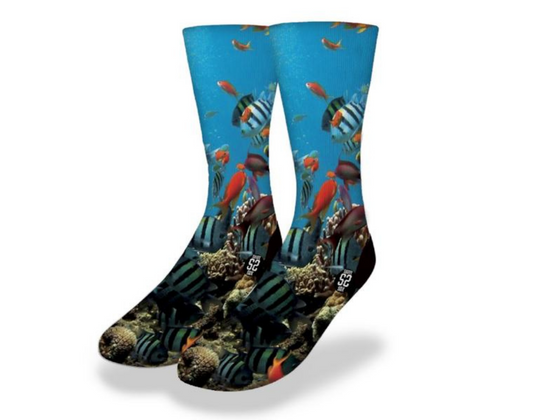 UNDERWATER TECHNICOLOR CORAL REEF Fun Sea Life Socks