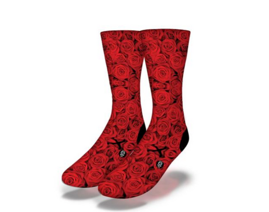 Romantic Valentine's Day RED ROSES BOUQUET Socks