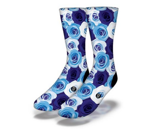 Fun Valentine's Day BLUE ROSES Socks