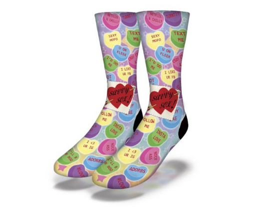 Cute Valentine's Day NSFW CANDY HEARTS Socks