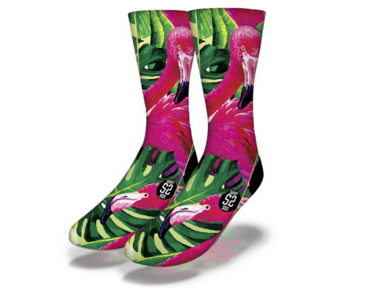 TICKLED PINK RETRO FLAMINGOS Fun Birds Socks