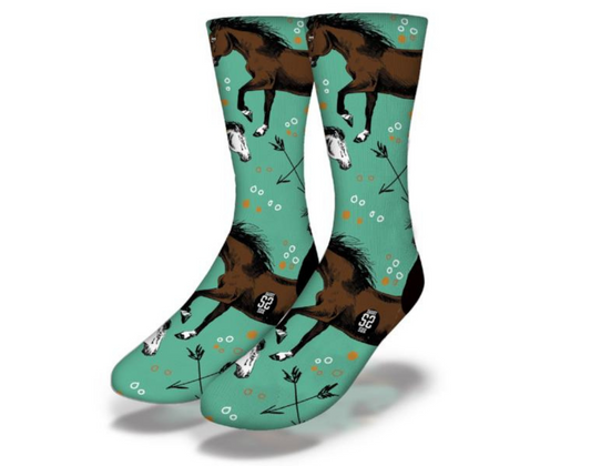 VINTAGE HORSES & ARROWS Fun Animal Socks