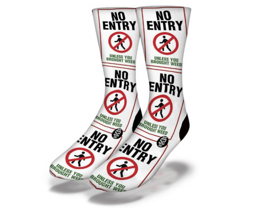 NO WEED NO ENTRY Funny Weed Socks