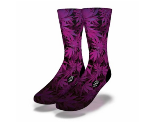 POT LEAF FOREST Funny Weed Socks (Purple)