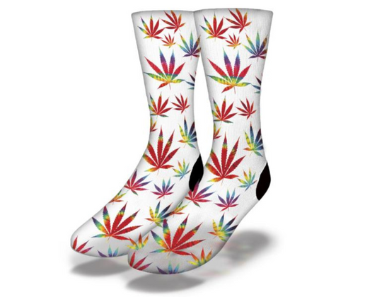 TIE DYE POT LEAF Funny Weed Socks