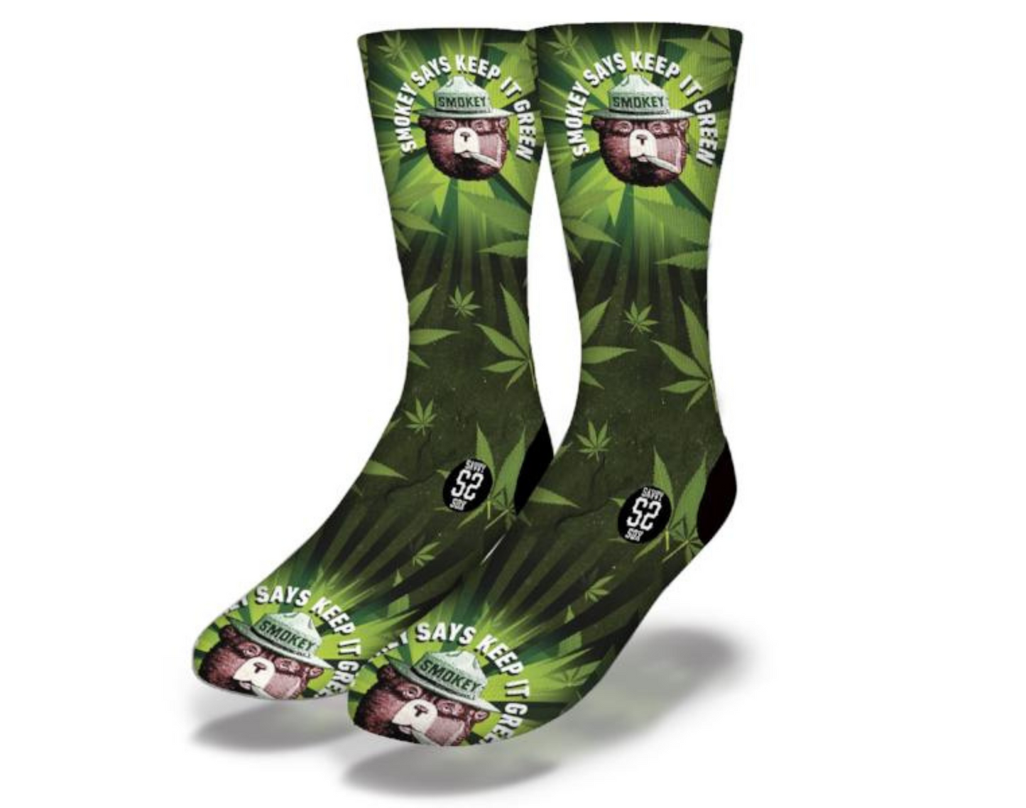 SMOKEY SAYS KEEP IT GREEN Funny Weed Socks