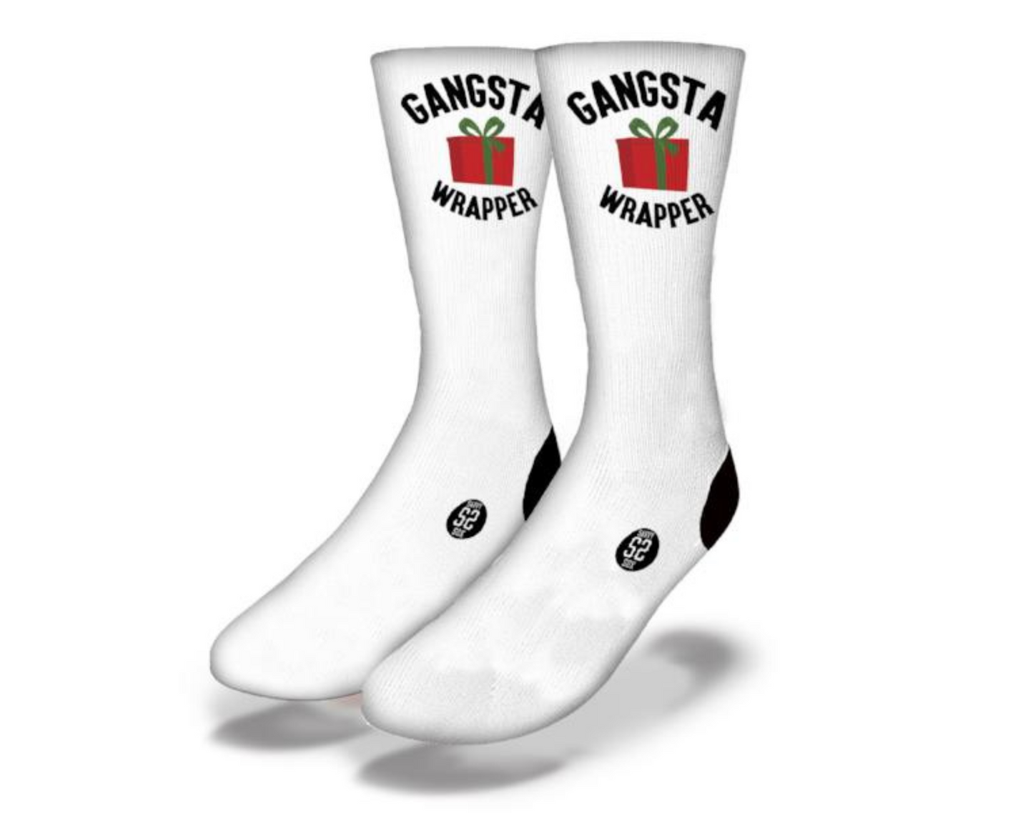 GANGSTA WRAPPER Funny Christmas Socks (White)