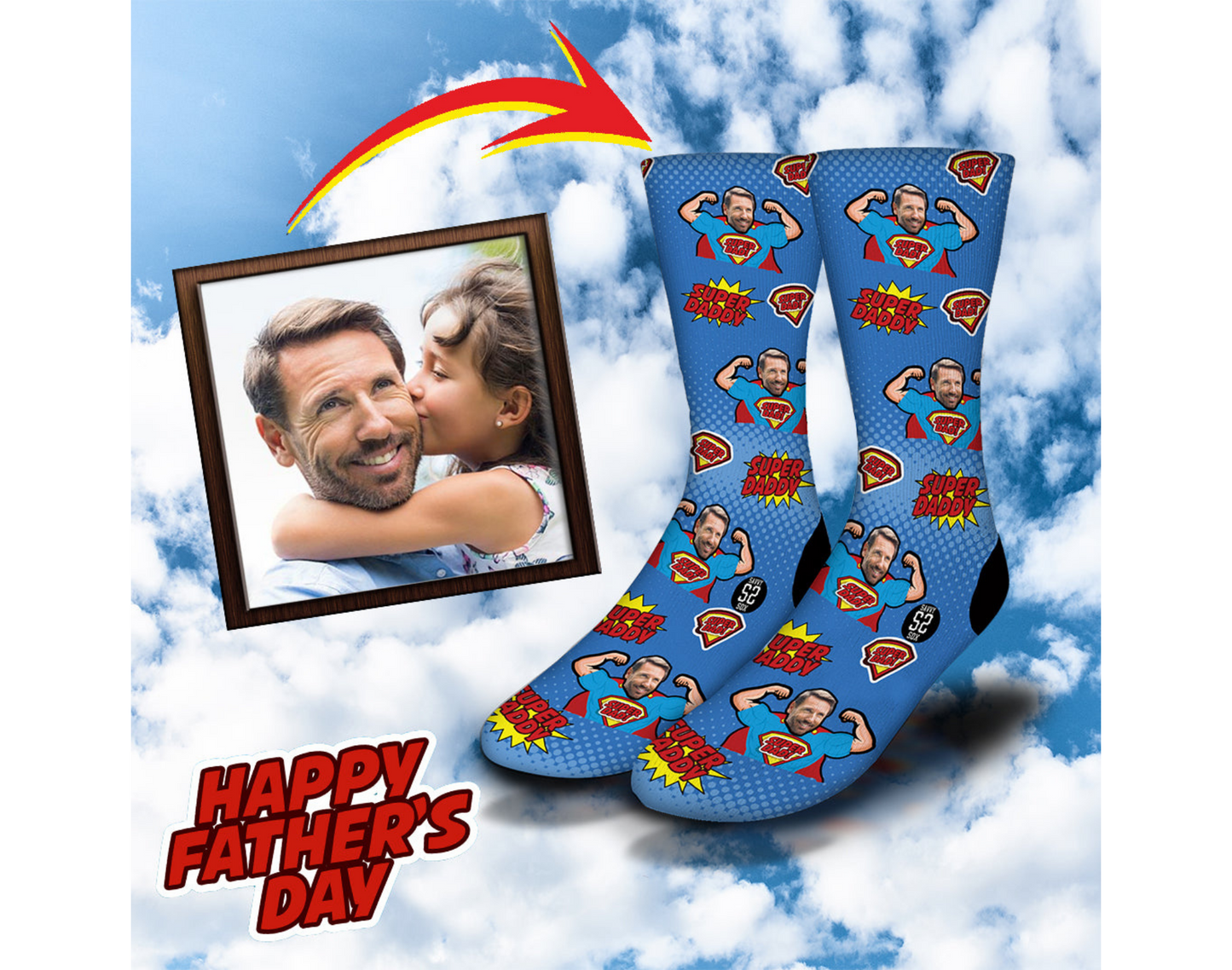 Father's Day Super Dad Custom Socks