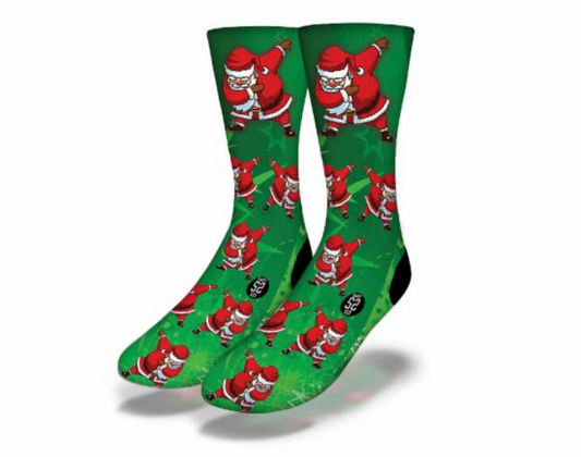 DABBING SANTA Funny Christmas Socks (Green)