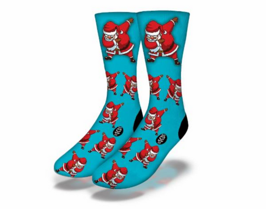 DABBING SANTA Funny Christmas Socks (Blue)