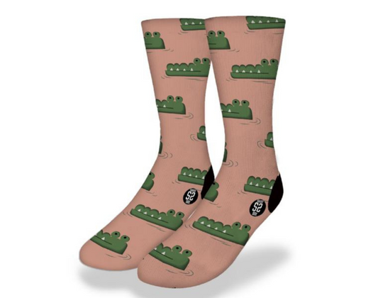 RETRO FLOATING GATOR FACE Fun Reptile Socks