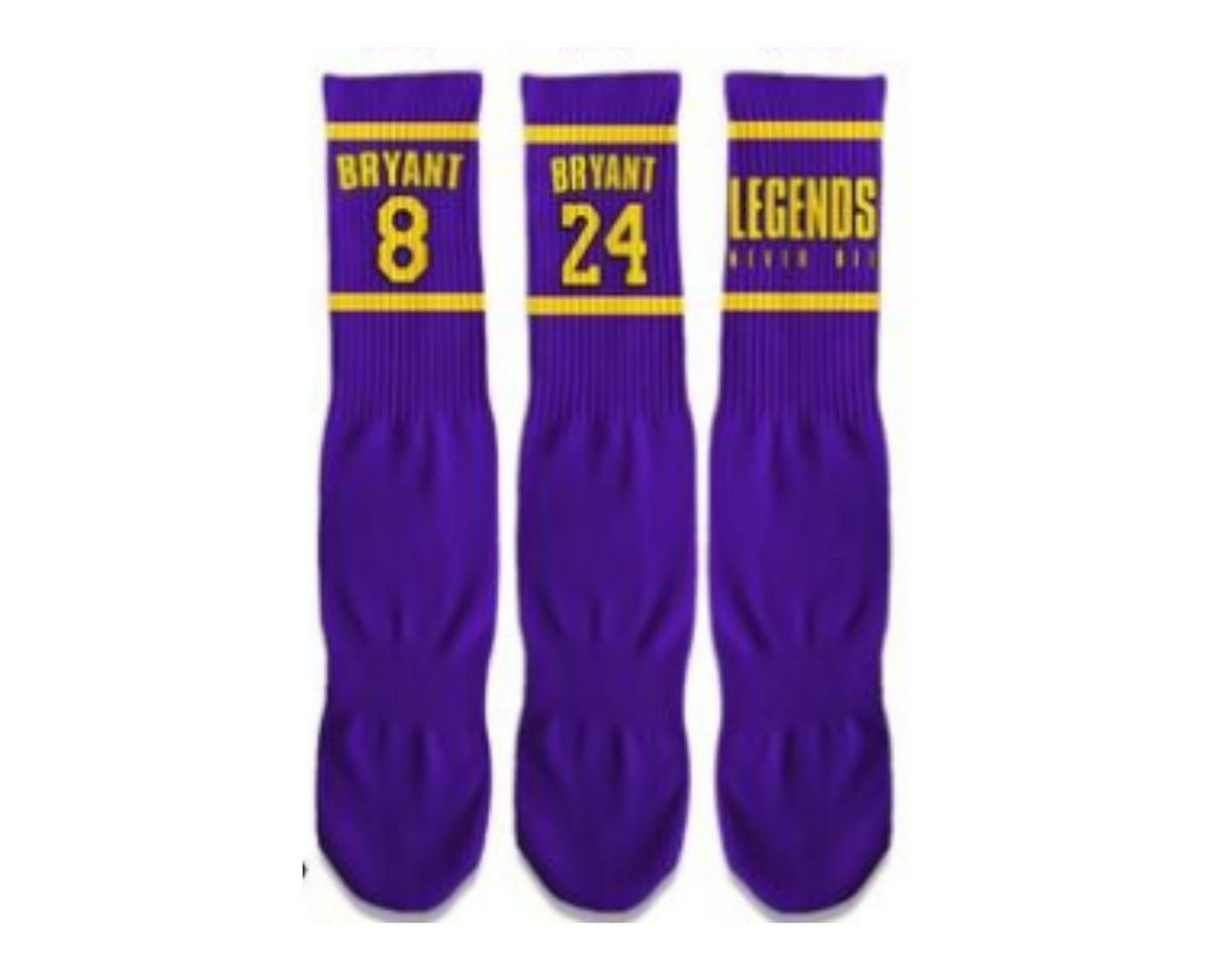 LEGENDS NEVER DIE Fun Basketball Socks (Purple)