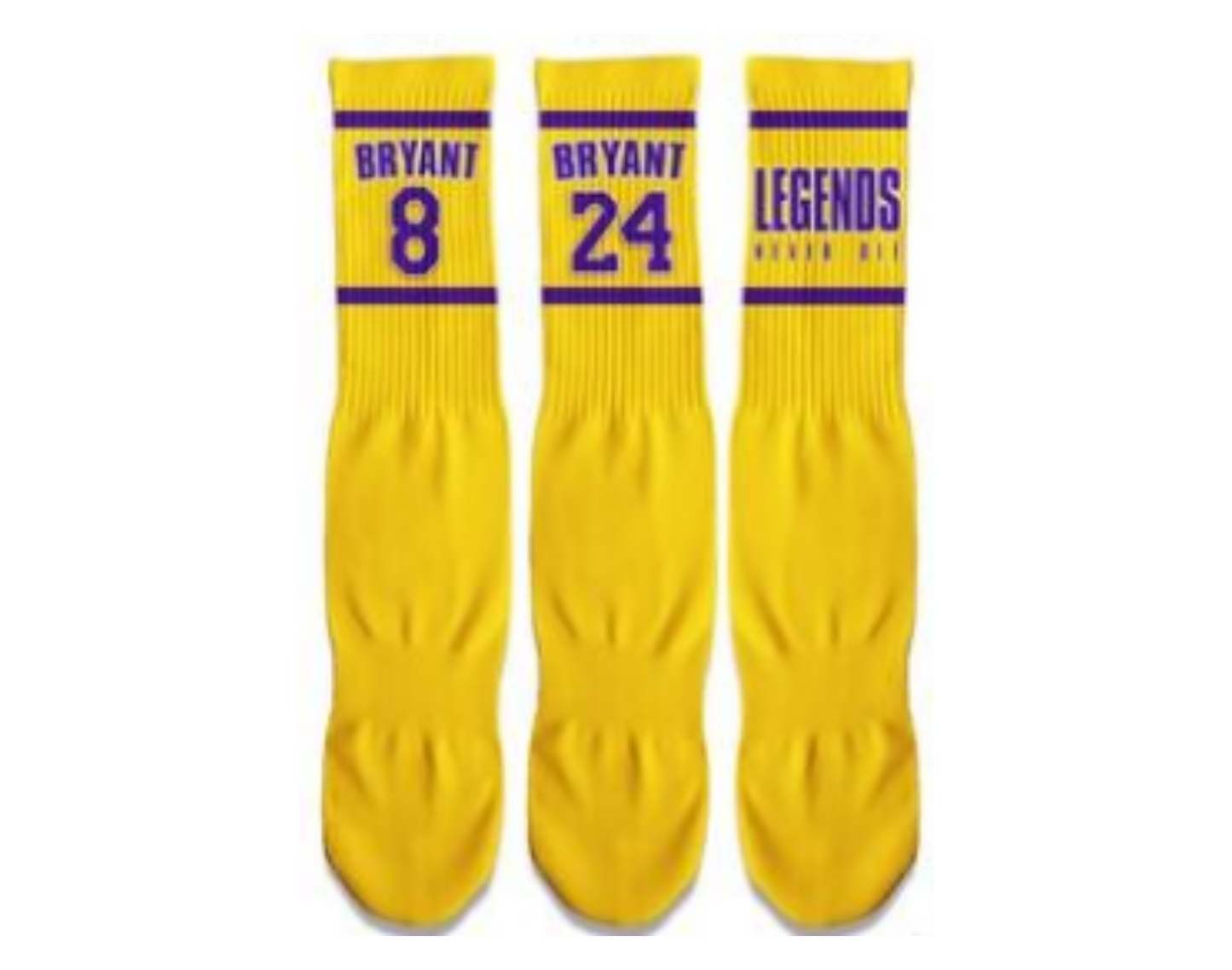 LEGENDS NEVER DIE Fun Basketball Socks (Yellow)