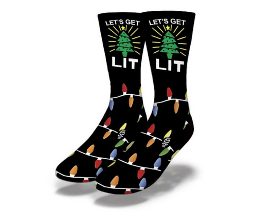 LET'S GET LIT Funny Christmas Lights Socks