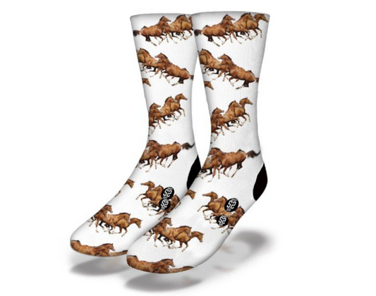 WILD HORSES CHARGING Fun Animal Socks
