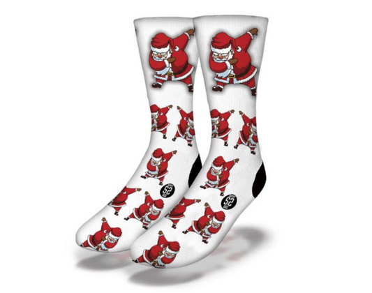 DABBING SANTA Funny Christmas Socks (White)